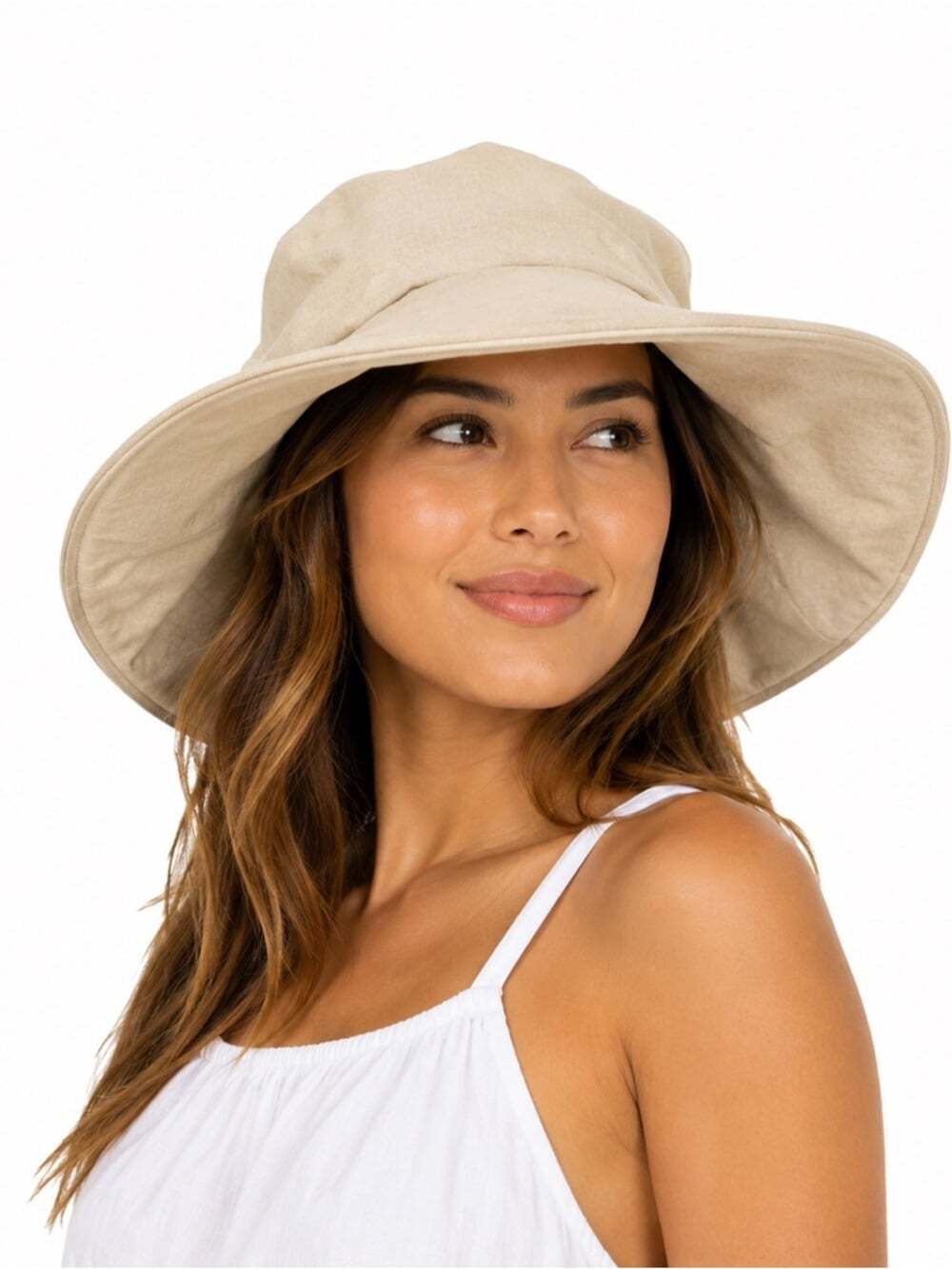 Hayden Longhurst Sydney Cotton Wide Brim Sun Hat Neutral Classic Chic Style